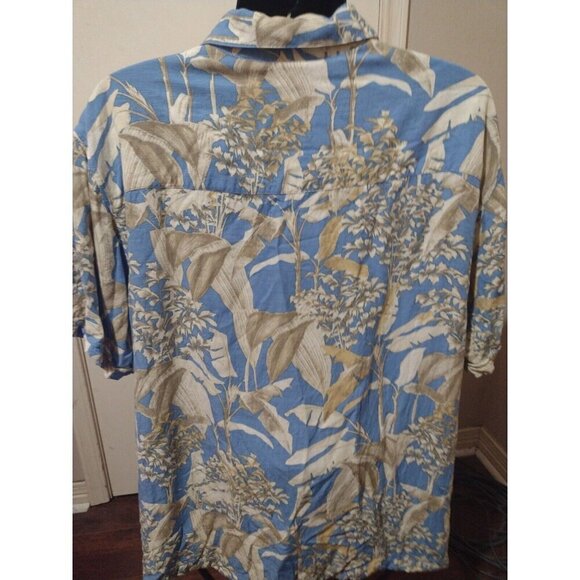 Cubavera Shirt Mens 3X Blue Floral Hawaiian Button Up Short Sleeve Viscose - Picture 6 of 12